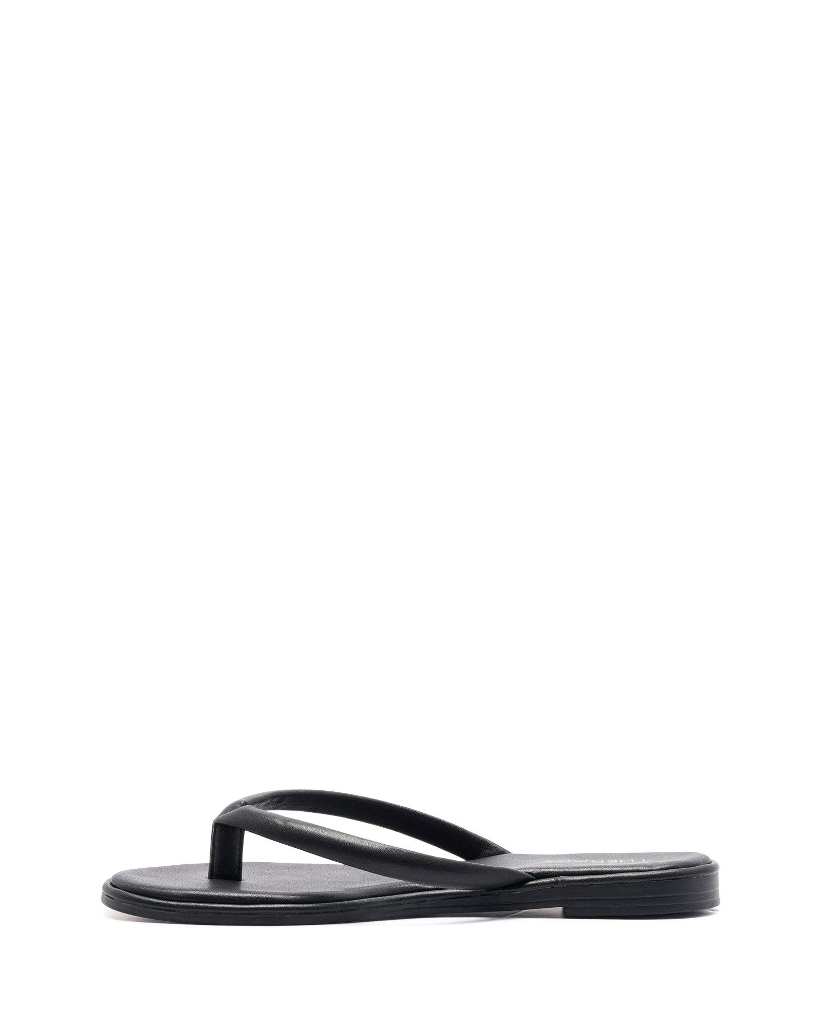 Theory Open Round Toe Sandal, Alternate, color, Black Smooth Pu