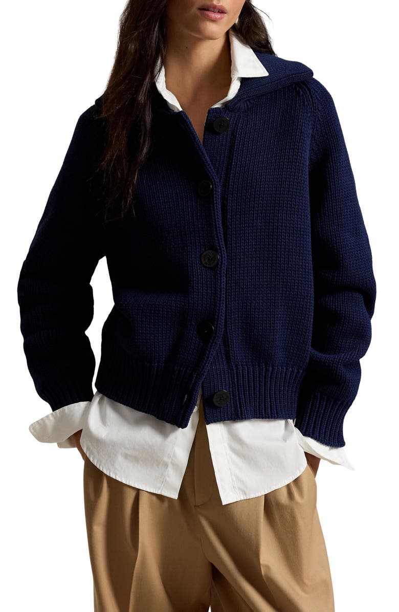 Polo Ralph Lauren Cotton Blend Cardigan, Main, color, Cruise Navy