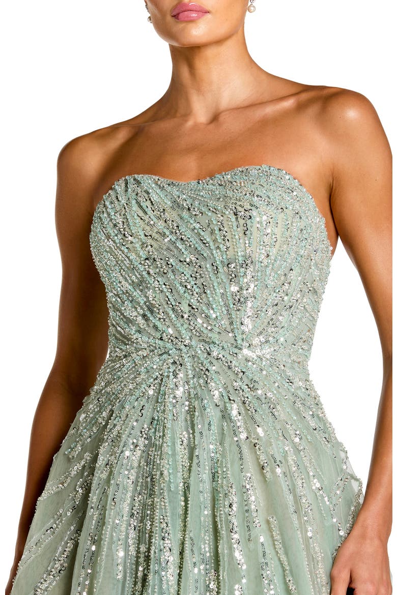 Mesh Sequin Strapless Sweetheart Neck Ballgown, Alternate, color, Seafoam