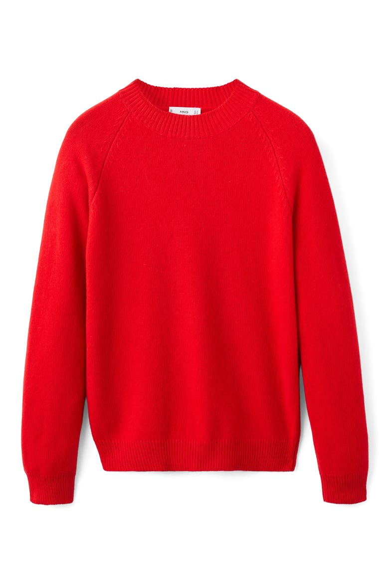 Raglan Sleeve Wool Sweater, Alternate, color, RED