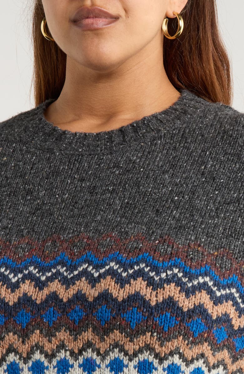 Seasalt Cornwall Golden Light Fair Isle Merino Wool Blend Crewneck Sweater, Alternate, color, Sonata Coal Jetty Mix