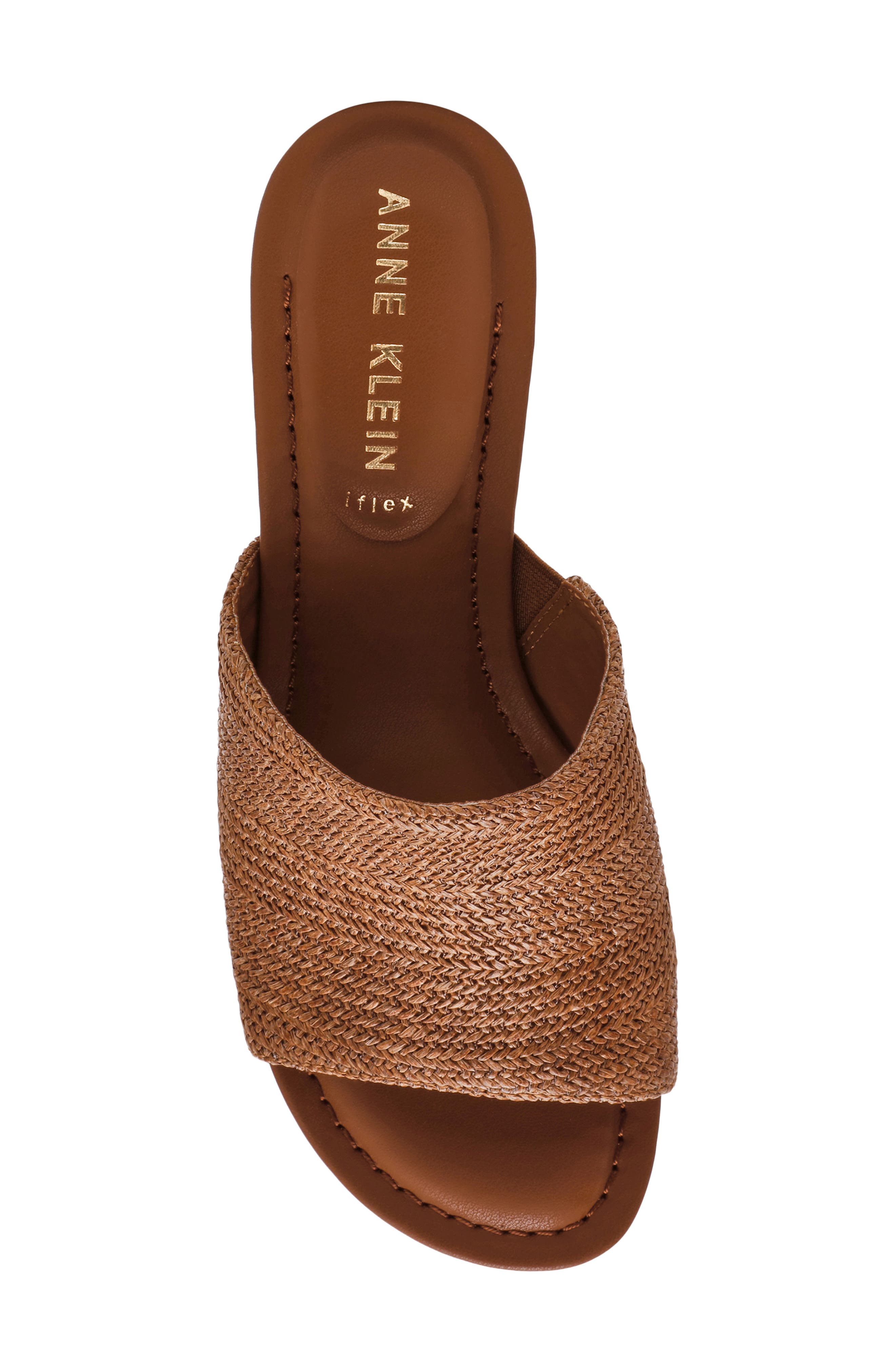 Anne Klein Charisma Wedge Slide Sandal, Alternate, color, Brown Raffia