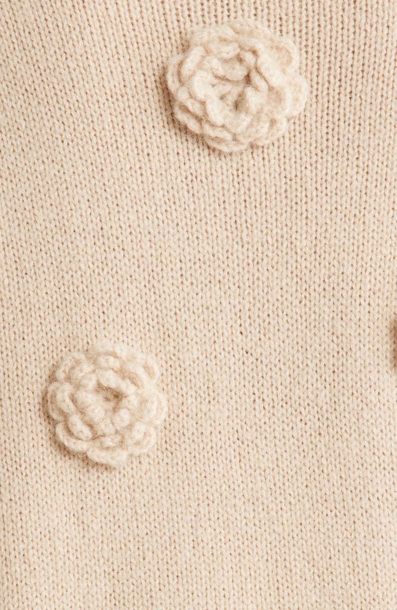 FARM Rio 3D Crochet Flower Crewneck Sweater, Alternate, color, Sand