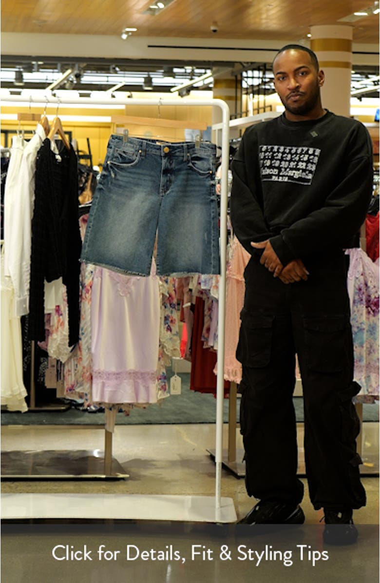 Hailey Raw Hem Denim Bermuda Shorts, sales video thumbnail