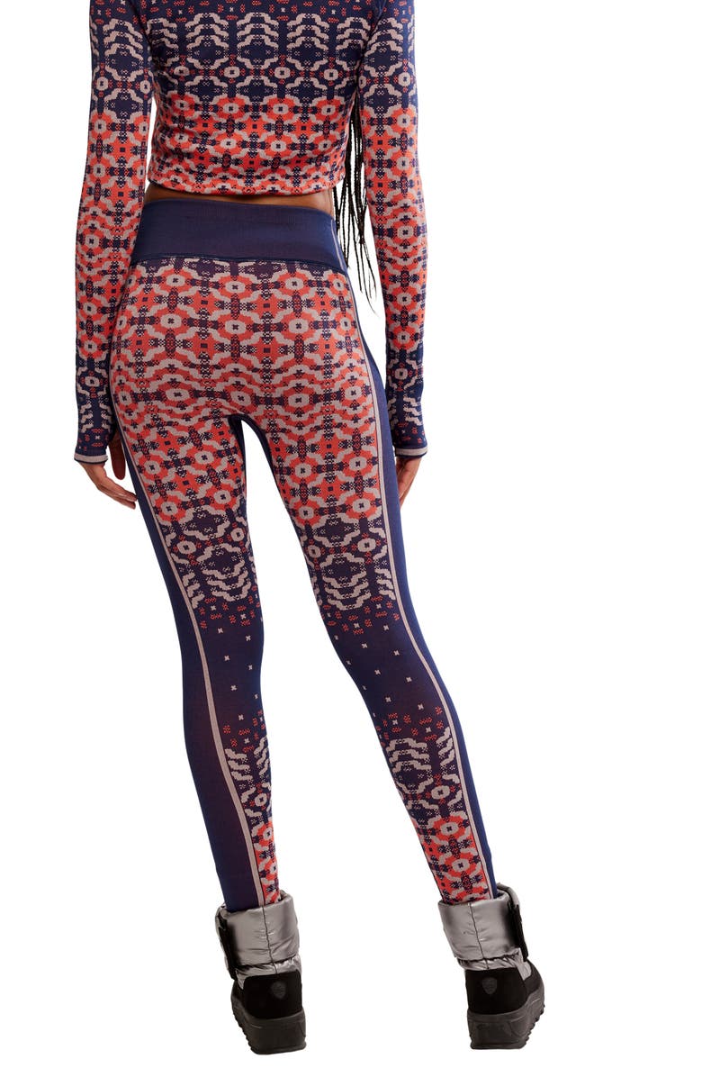 Free People FP Movement Myoko Jacquard Leggings, Alternate, color, Apres Navy Combo