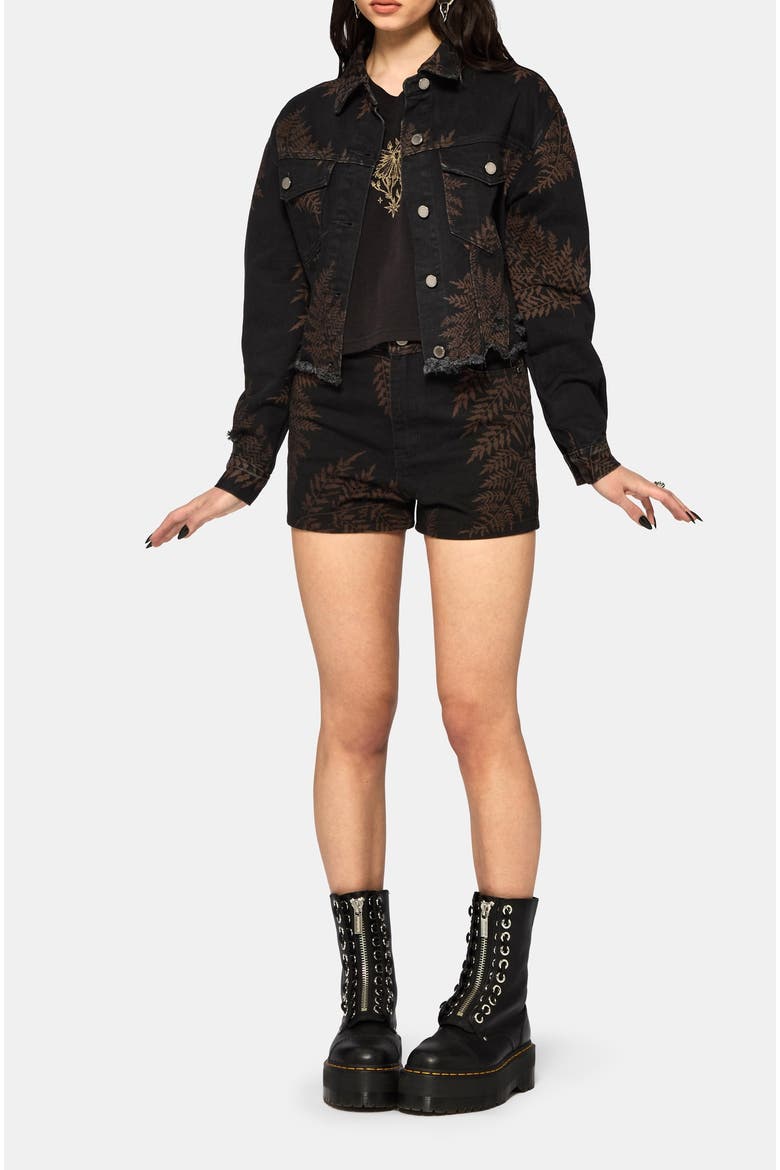 Ruin Fern Distressed Denim Jacket, Alternate, color, Black