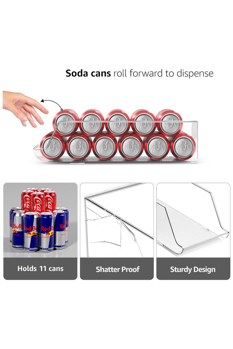 4-Pack Stackable Slim Can Bins, Alternate, color, CLEAR