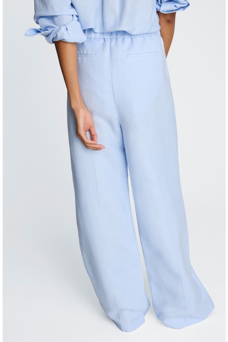 Pull-On Linen Blend Straight Leg Pants, Alternate, color, BLUE DAWN