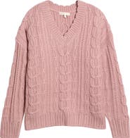 LoveShackFancy Croisette Cable Stitch Wool & Cashmere Sweater