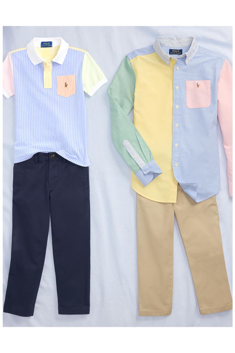 Kids' Flat Front Stretch Cotton Chinos, Alternate, color, CLASSIC KHAKI
