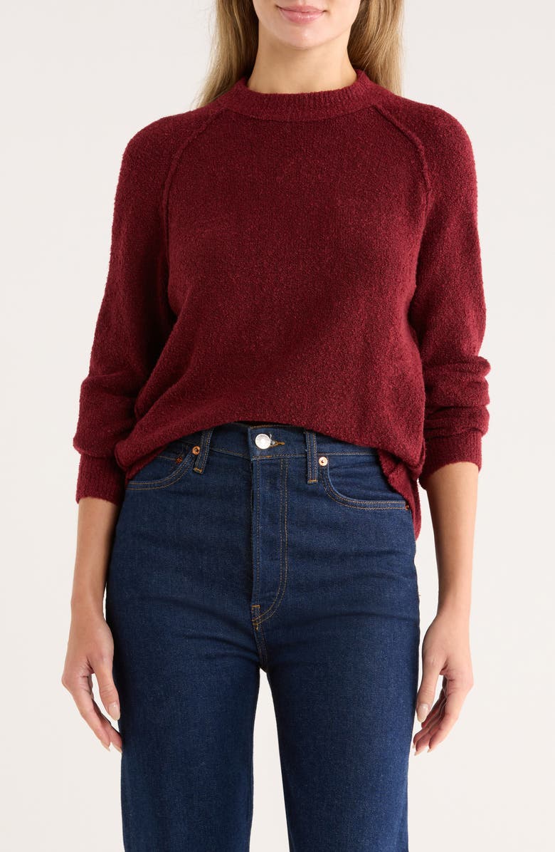 Melrose and Market Raglan Crewneck Sweater, Main, color, Red Grape