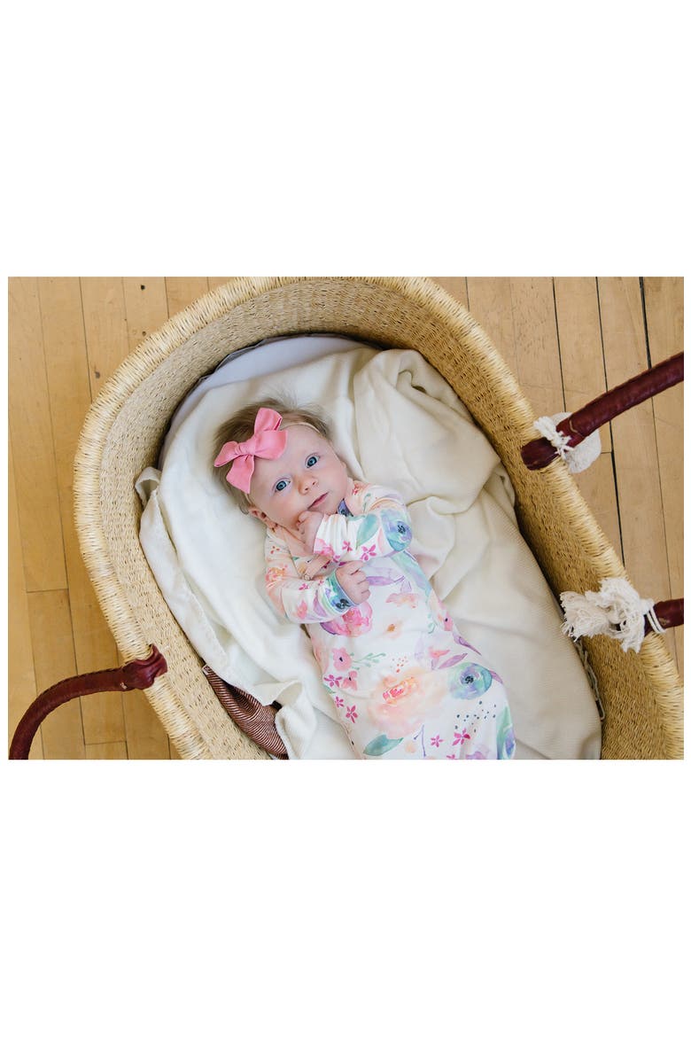 Newborn Knotted Gown, Alternate, color, Bloom