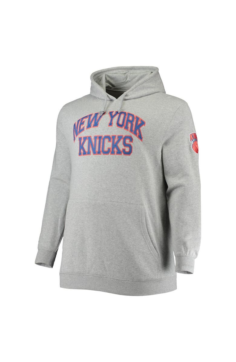 Mitchell & Ness Men's Mitchell & Ness Heathered Gray New York Knicks Hardwood Classics Big & Tall Throwback Pullover Hoodie, Alternate, color, 