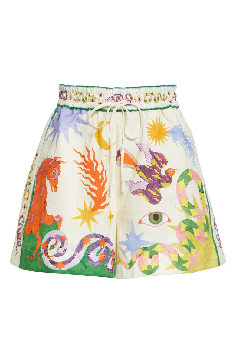 ALEMAIS Seeker Print Linen Shorts, Alternate, color,