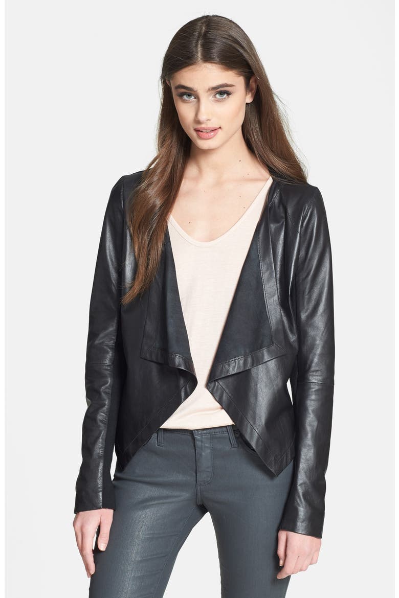Cascade Leather Jacket, Main, color, BLACK