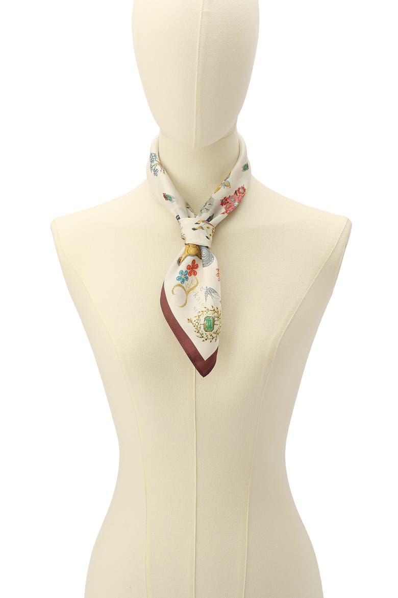 Brooch Collection Silk Bandana Scarf, Alternate, color, MULTI