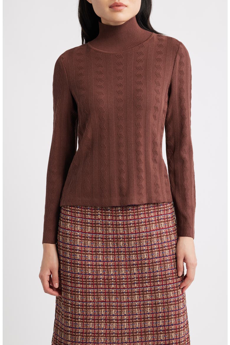 Textured Knit Mock Neck Top, Main, color, TRUFFLE