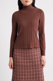 Misook Textured Knit Mock Neck Top
