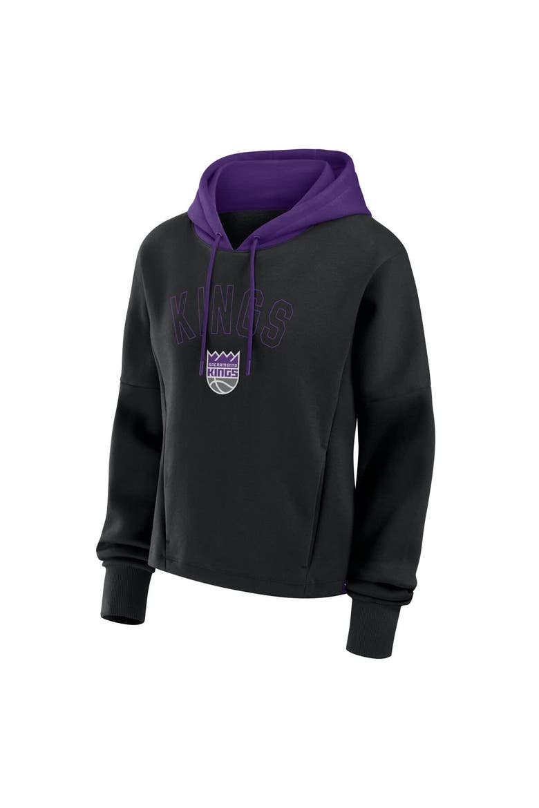 Women's Fanatics  Black Sacramento Kings Post Up Boxy Pullover Hoodie, Alternate, color, Black