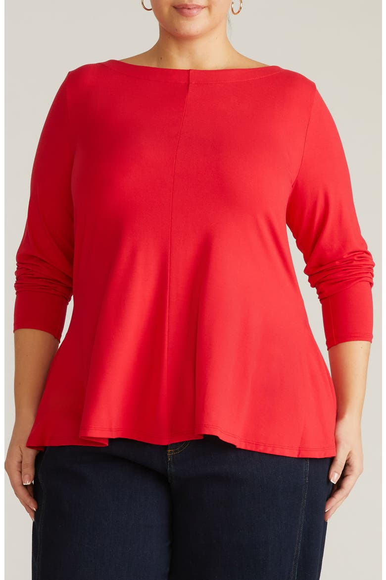 Cassandra Long Sleeve Jersey Top, Main, color, LIPSTICK RED