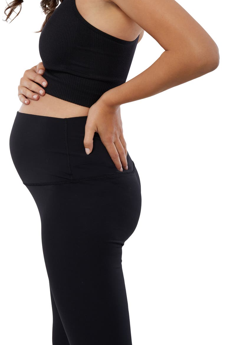 High Waist Foldover Maternity Leggings, Alternate, color, BLACK