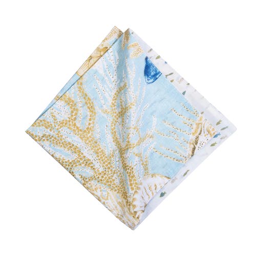 C & F Home C&f Home Belmont Reef Reversible Graphic Machine Washable Hemstitch Napkins Set Of 6 In Blue