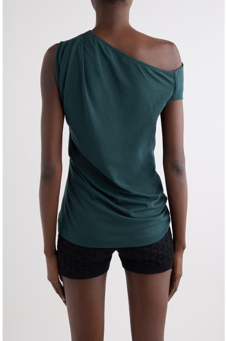 Draped Cotton Jersey One-Shoulder Top, Alternate, color, DARK GREEN