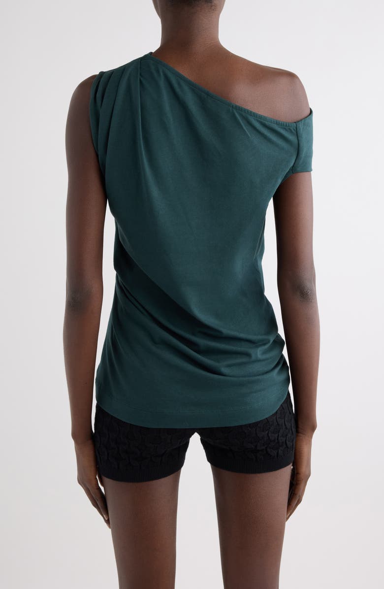 Dries Van Noten Draped Cotton Jersey One-Shoulder Top, Alternate, color, Dark Green