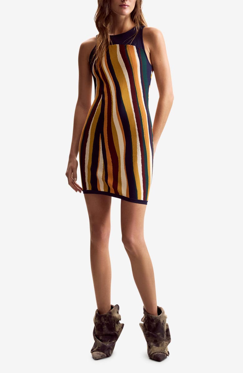 Desigual Sleeveless Stripe Knit Minidress, Main, color, Orange