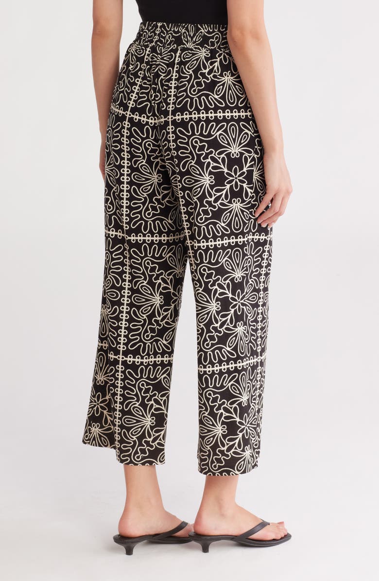 Gemma + Jane Floral Pull-On Pants, Alternate, color, Black/ Ivory