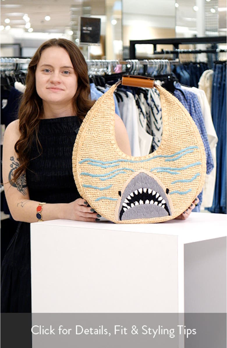 Large Moon Crochet Raffia Tote, sales video thumbnail