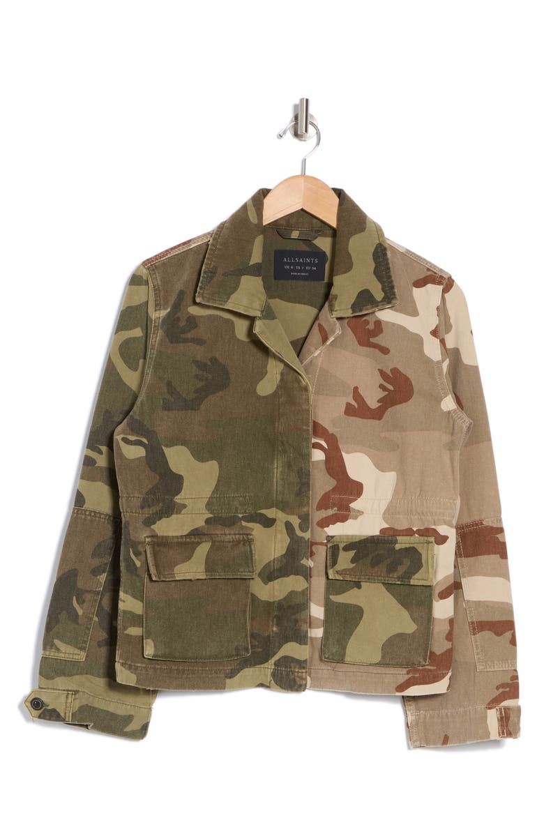 AllSaints Finch Camo Jacket, Alternate, color, Camo Green