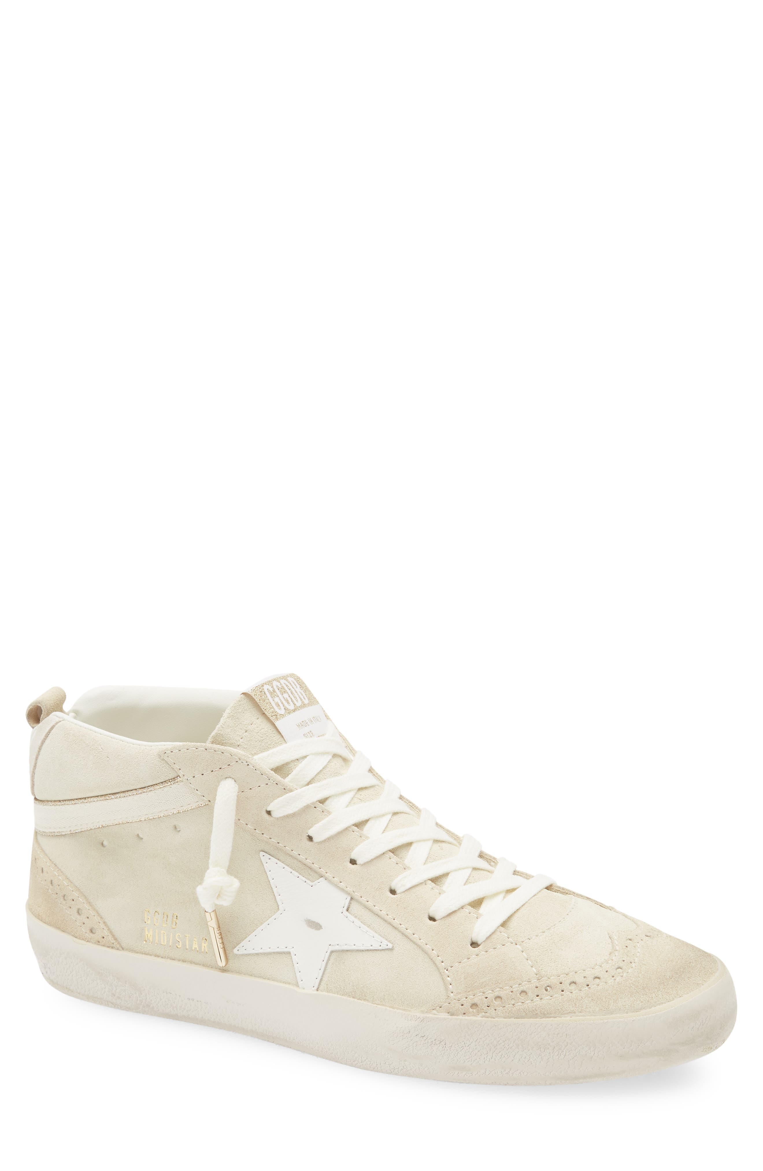 Golden Goose Mid Star Sneaker, Main, color, Seedpearl/ Eggnog/ White