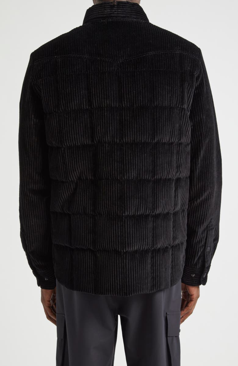 Moncler Grenoble Gelt Quilted Stretch Corduroy Down Shirt Jacket, Alternate, color, Black