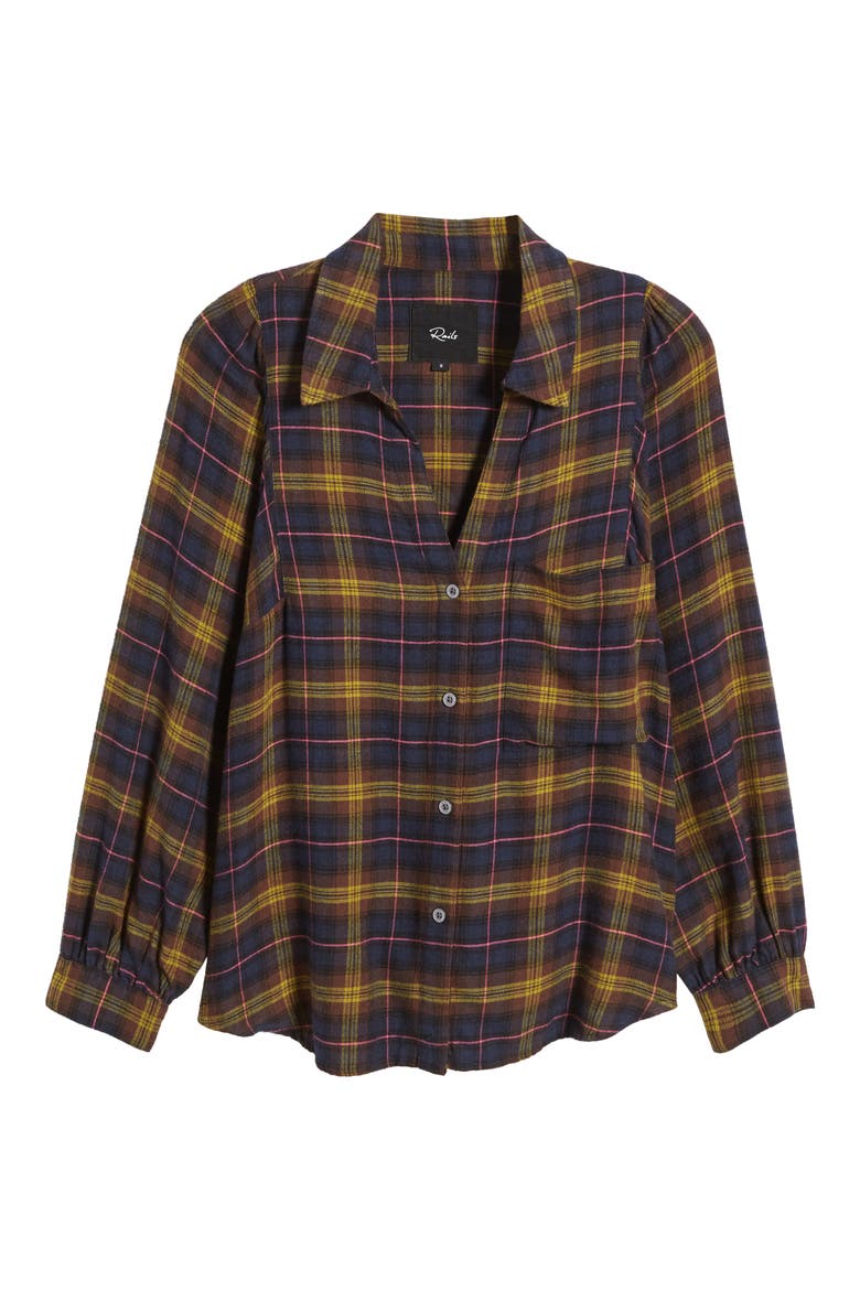 Lauren Plaid Button-Up Shirt, Alternate, color, NAVY HAZELNUT PINK