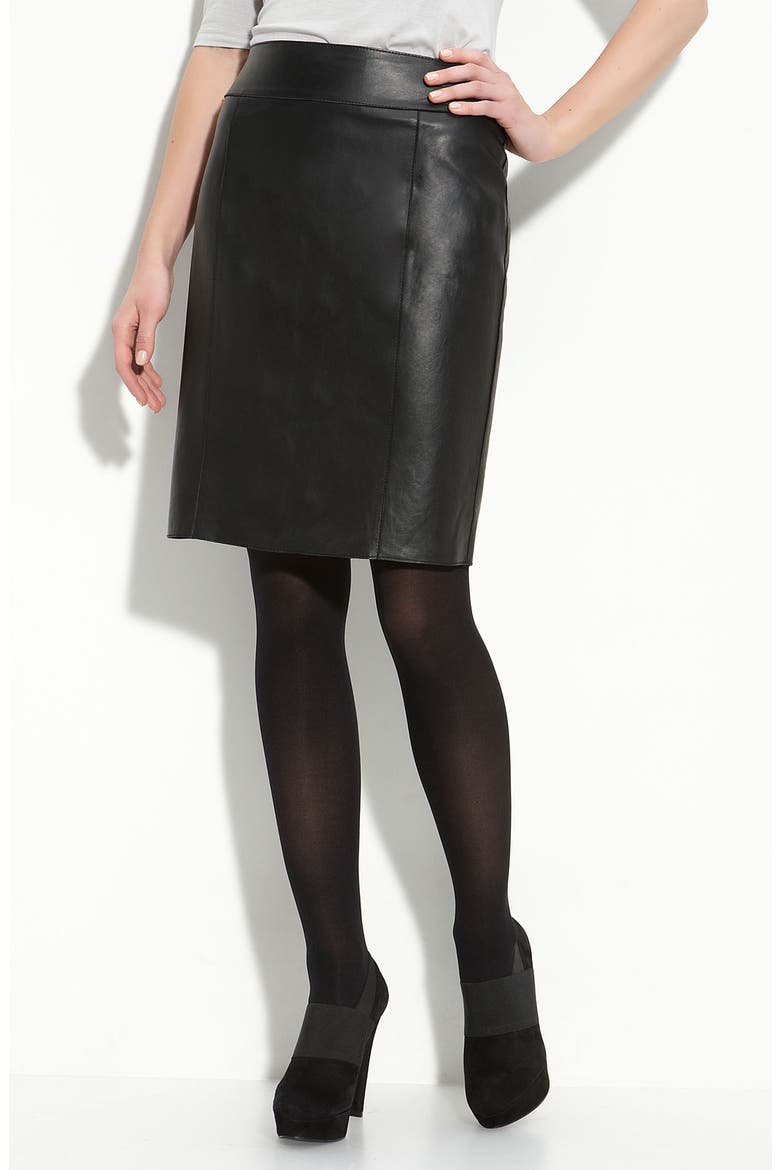 Leather Pencil Skirt, Main, color, BLACK