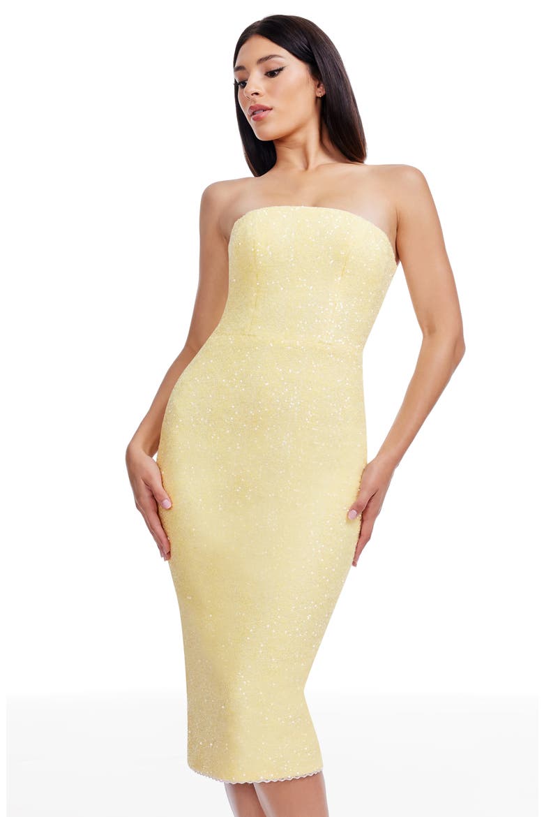 Viviana Sequin Strapless Sheath Dress, Alternate, color, PASTEL YELLOW
