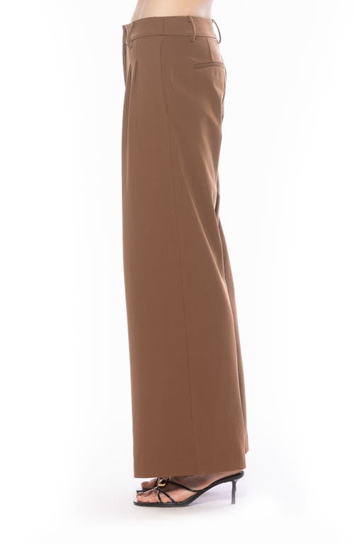 Alexia Admor Quinn Pleated Wide Leg Pants In Brown