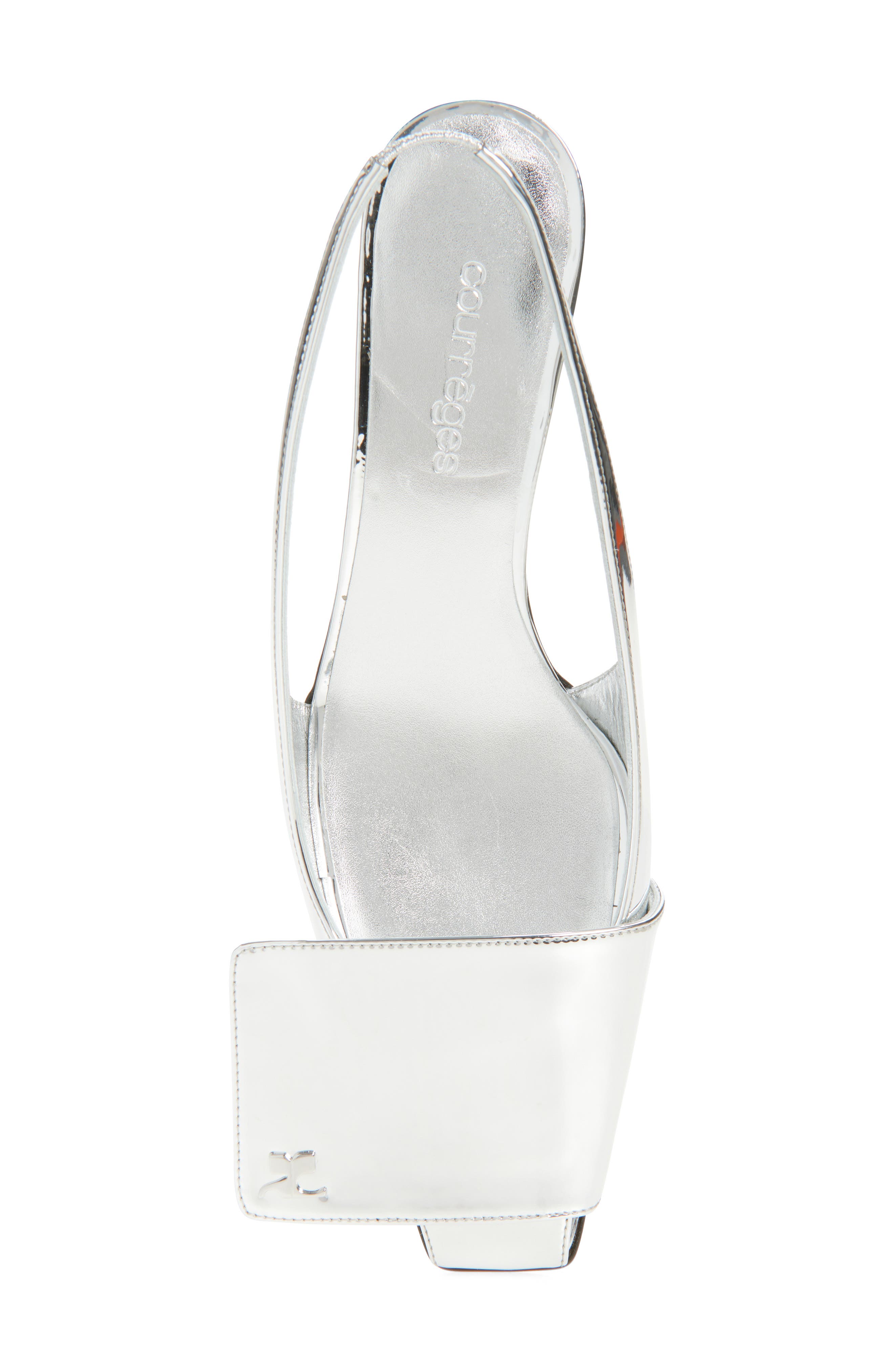 Courrèges Fold Mirror Kitten Heel Slingback Sandals, Alternate, color, Mirror