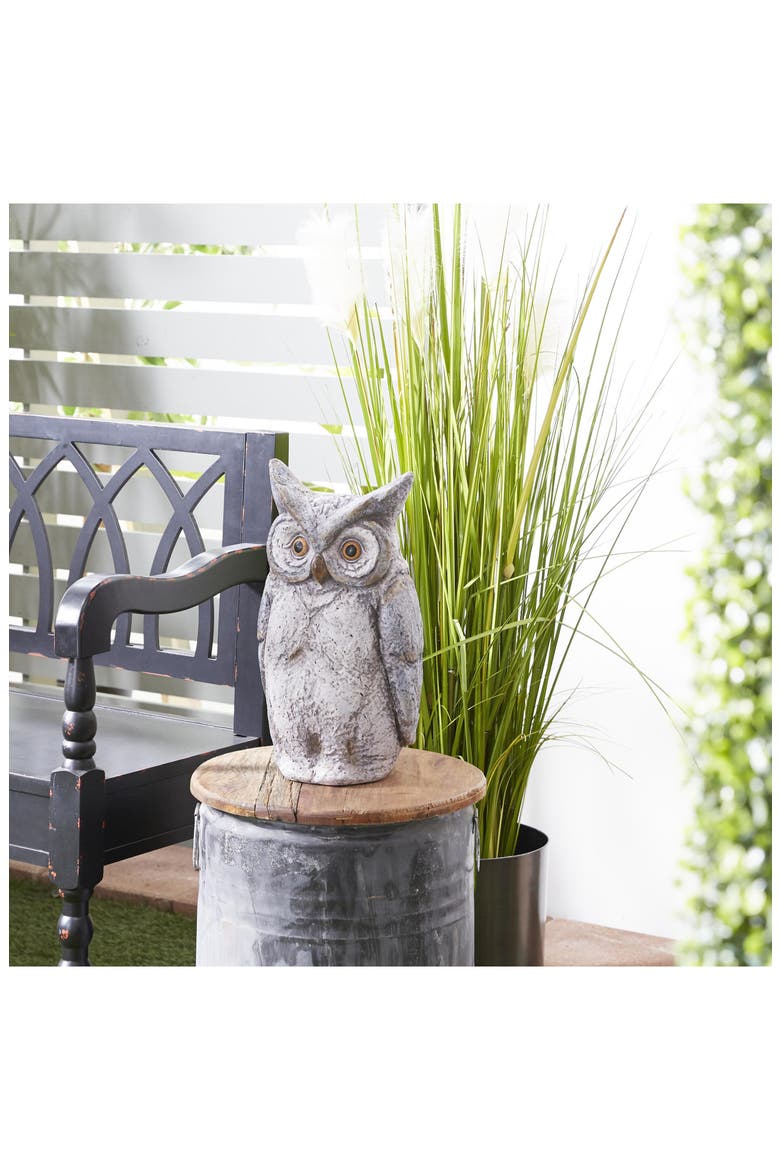 Country Owl Garden Statue, Alternate, color, GRAY