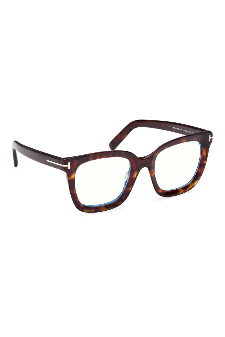 51mm Square Blue Light Blocking Glasses, Alternate, color, DARK HAVANA