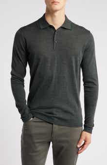 Robert Barakett Roman Long Sleeve Merino Wool Sweater Polo