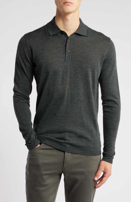 Robert Barakett Roman Long Sleeve Merino Wool Sweater Polo