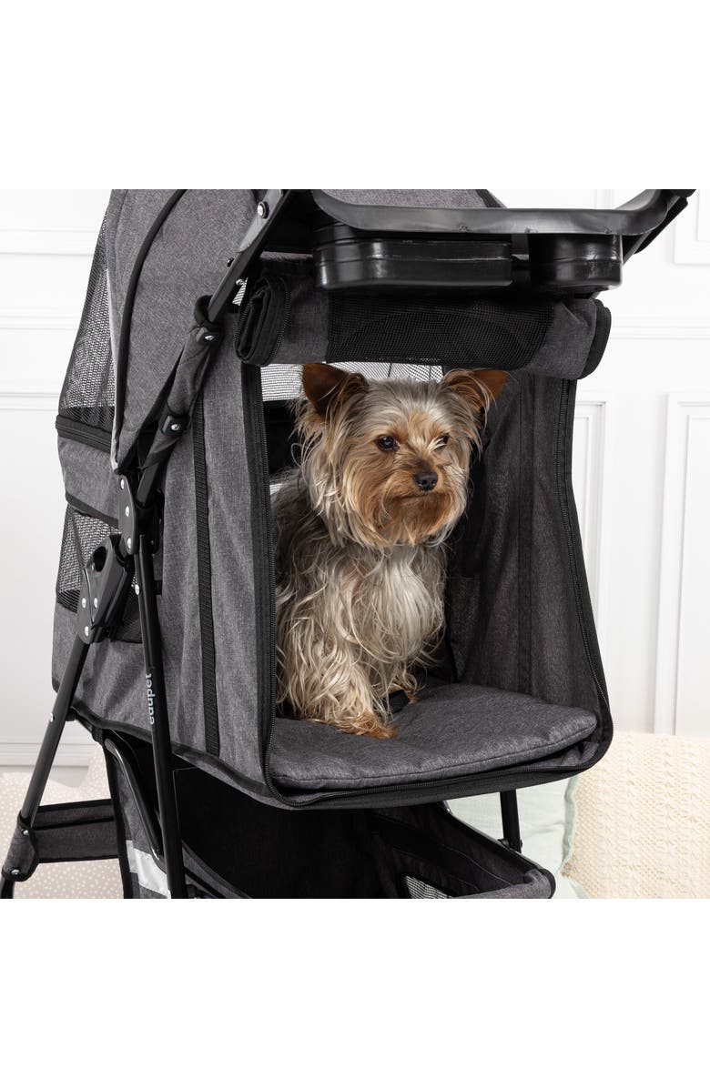 Edupet Pet Stroller Grey & Black 33 Lb Capacity Includes Storage Basket, Alternate, color, Black