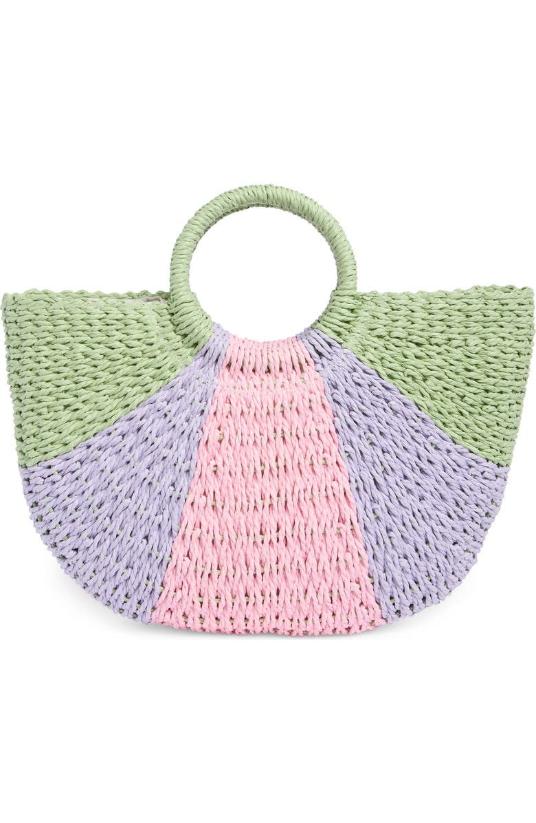 ALESSIA BIANCHI East/West Straw Tote, Main, color, Lilac Multi