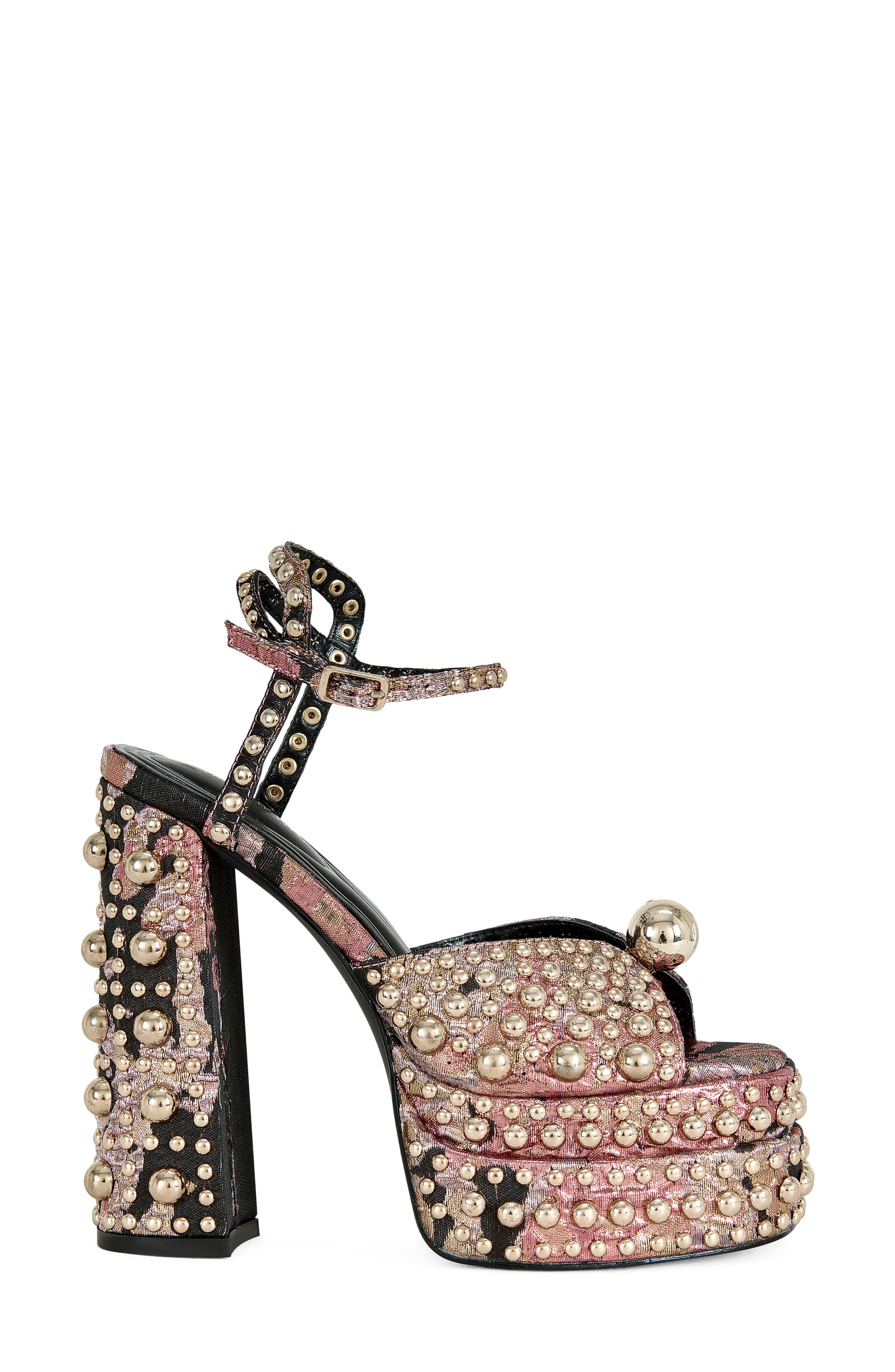 AZALEA WANG Hananiah Studded Platform Sandal, Alternate, color, Black Multi