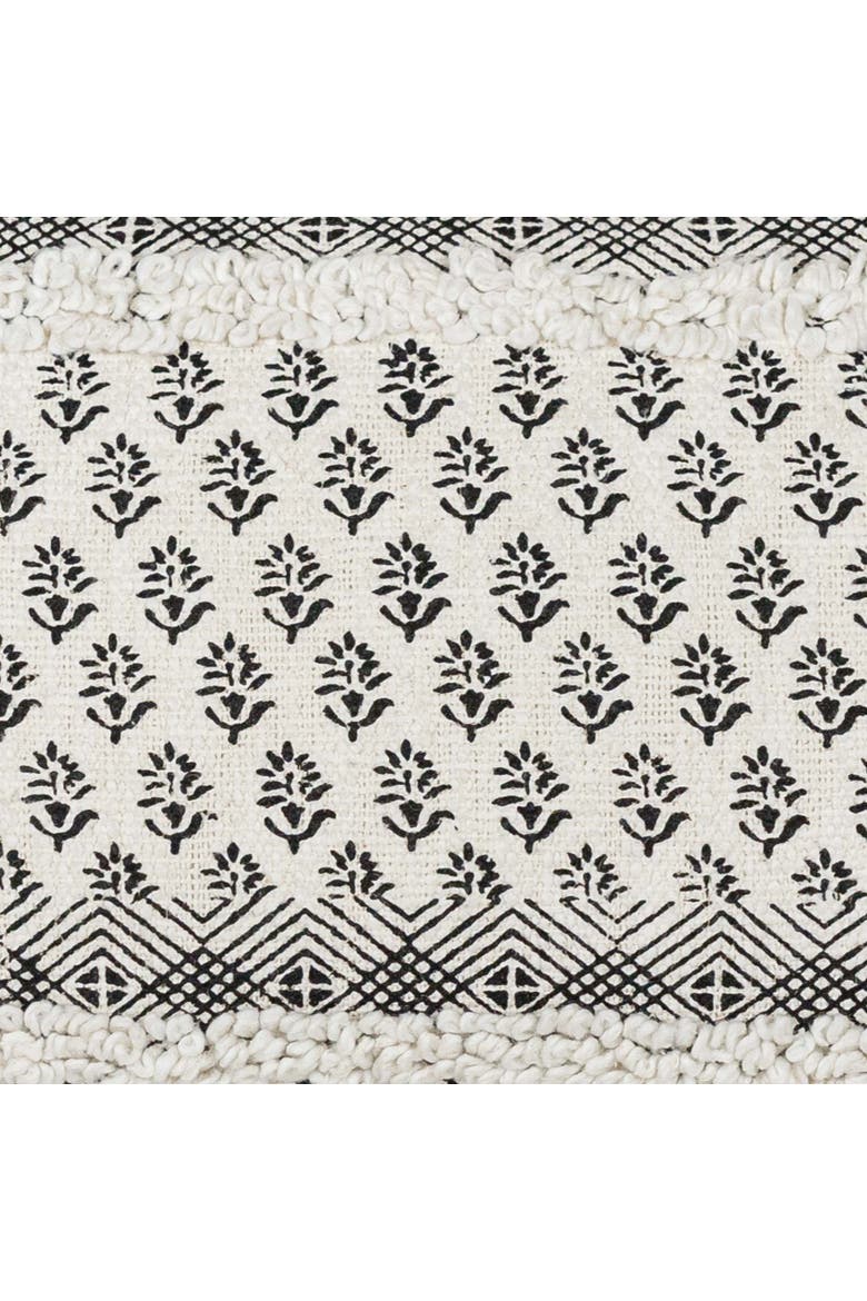 Boho Print Lumbar Pillow, 14" x 22" Black & White Cotton With Polyester Fill, Alternate, color, White