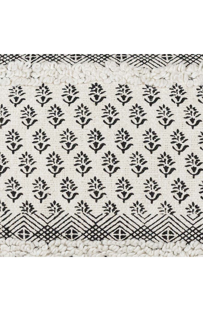 Foreside Home and Garden Boho Print Lumbar Pillow, 14" x 22" Black & White Cotton With Polyester Fill, Alternate, color, White