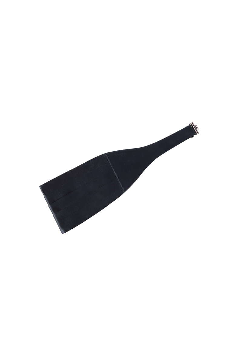 Silk and cotton satin cummerbund, Alternate, color, Navy Blue