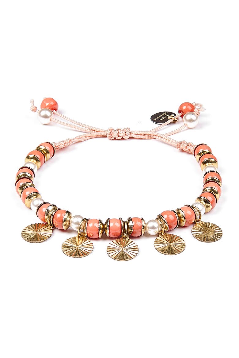 Aviva Beaded Charm Bracelet, Main, color, CORAL